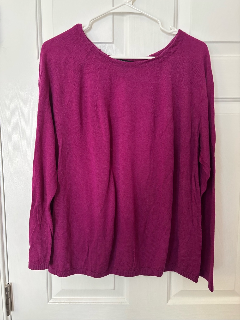 Talbots Long-Sleeve Crewneck Top - Fuchsia/Magenta 100% Merino Wool 2X